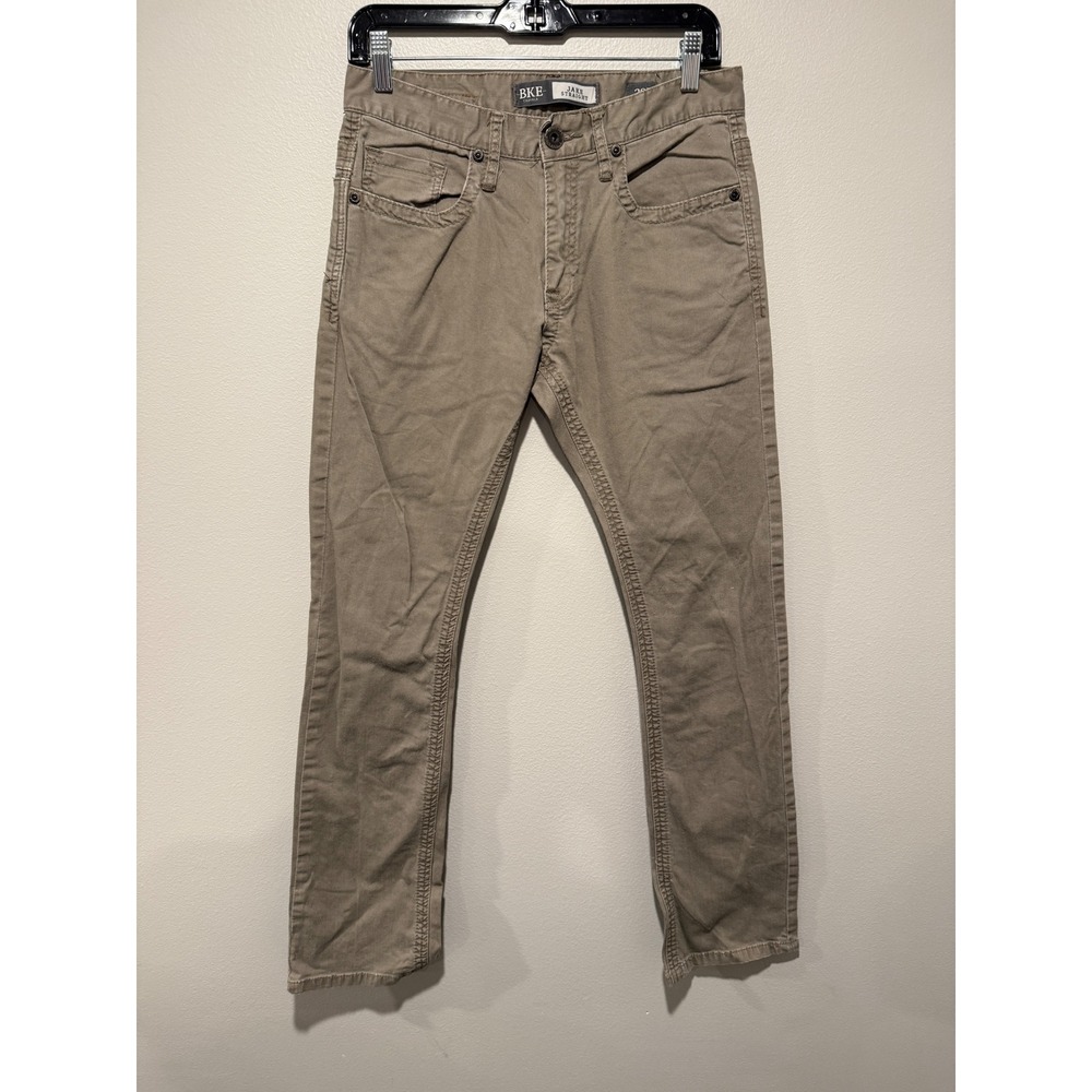 BKE Casuals Jake Straight Khaki Pants Mens 29R Tan Stretch Cotton Chinos